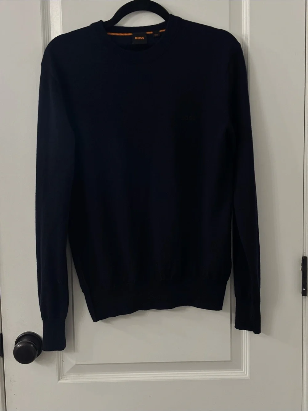 BOSS Men's Navy Crewneck Knit Sweater